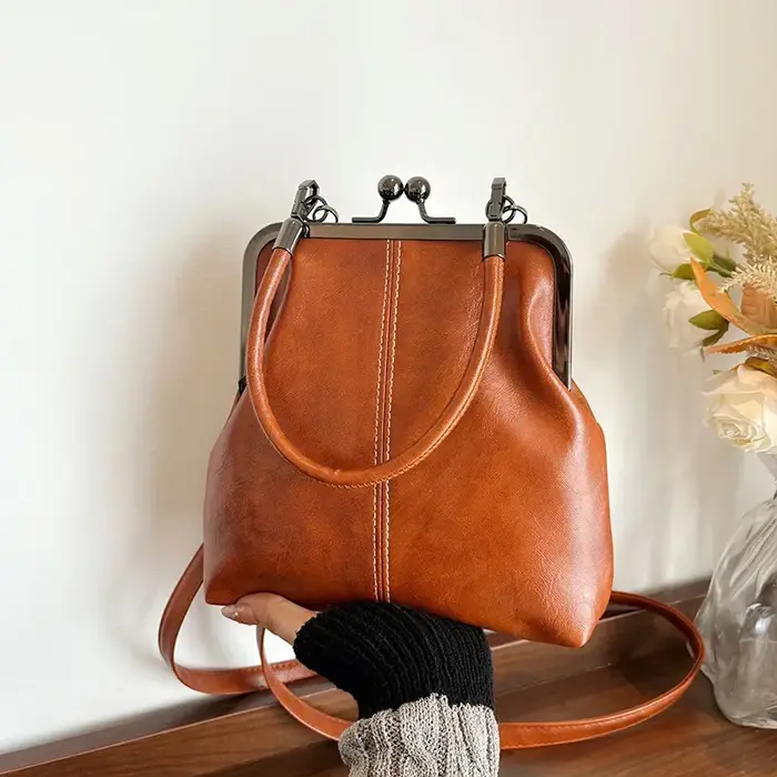 Sac à main pour femme de style vintage, marron, polyvalent, sac à bandoulière de créateur, sac à mai