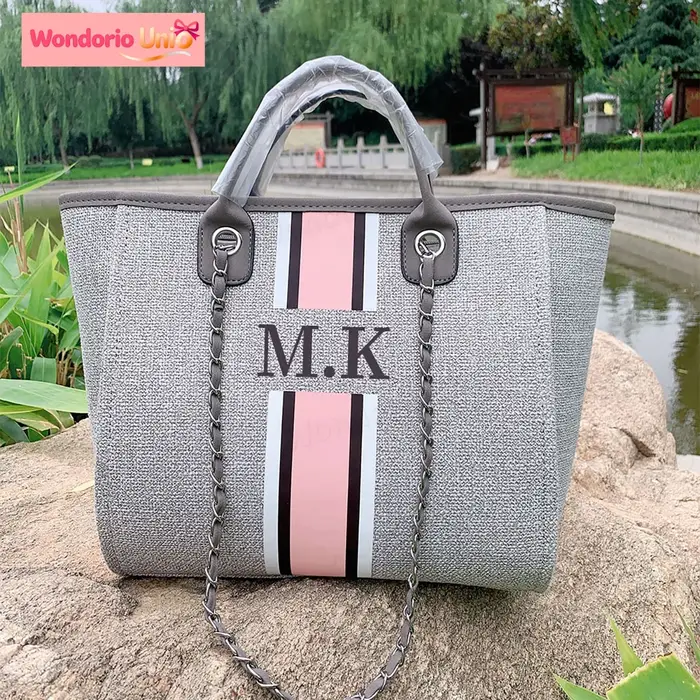 Sac fourre-tout en toile personnalisé avec monogramme