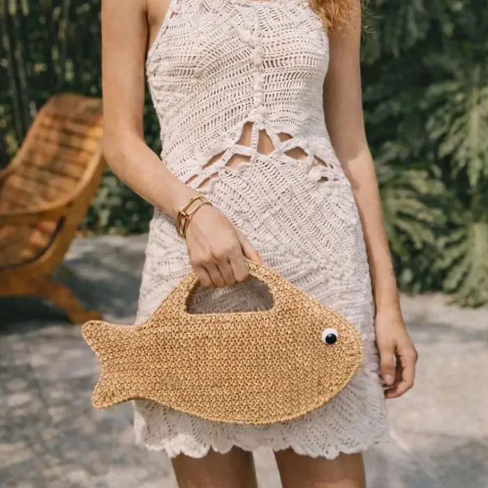 Sac en paille de raphia tressé