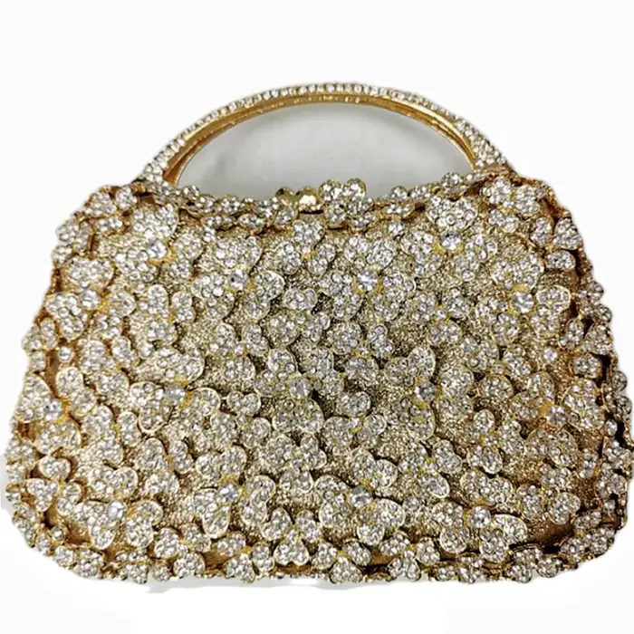 Petit sac ovale de couleur unie ouvert en or