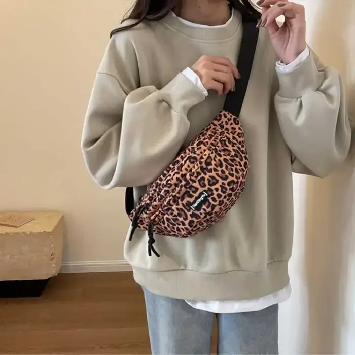 Sac banane imprimé léopard vintage pour femme