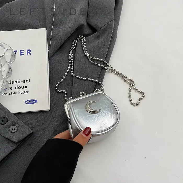 Mini sacs à bandoulière en cuir argenté pour femmes