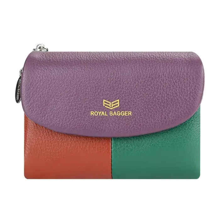 Royal Bagger Portefeuilles courts RFID pour femmes, en cuir véritable, avec fentes multi-cartes, por