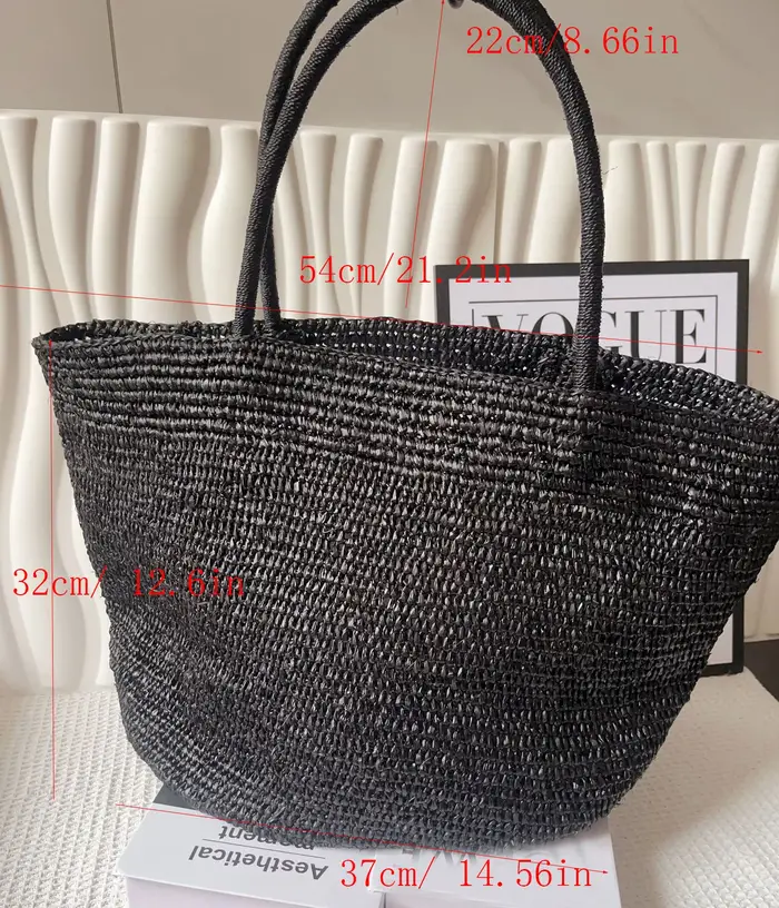 Sac à main fourre-tout en paille naturelle et raphia