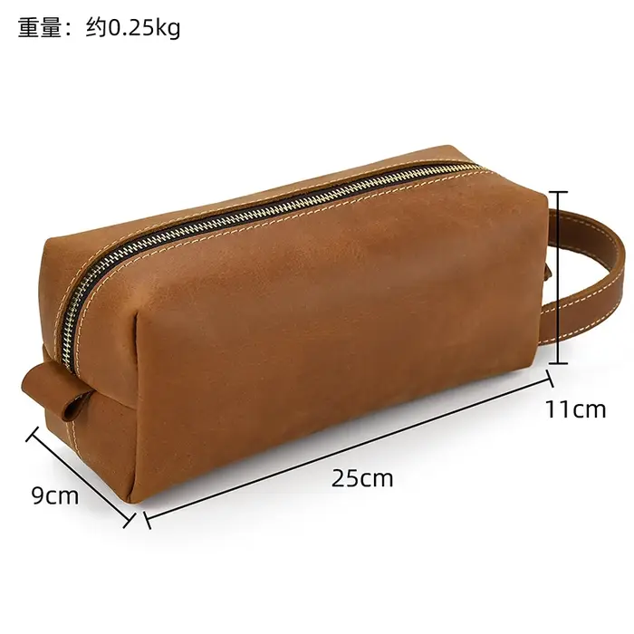 Pochette en cuir véritable, sacs de toilette de maquillage pour femmes et hommes, sac à main de cond