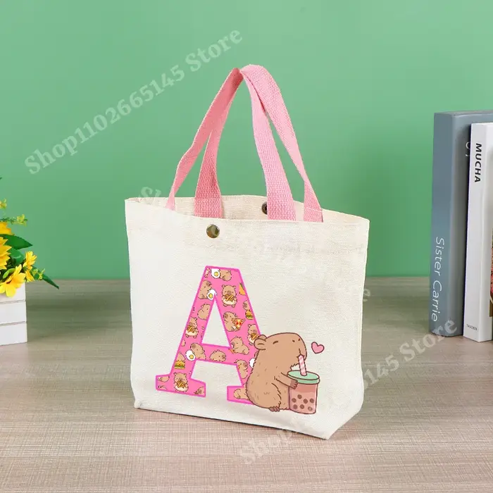 Capibara mignon sac fourre-tout pour femmes Anime Capybara lettre A-Z sac à main filles Shopping voy