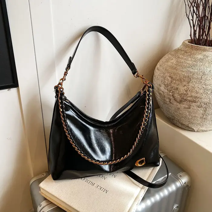 Sac à bandoulière et sac à main minimaliste tendance en cuir PU de haute qualité avec chaîne