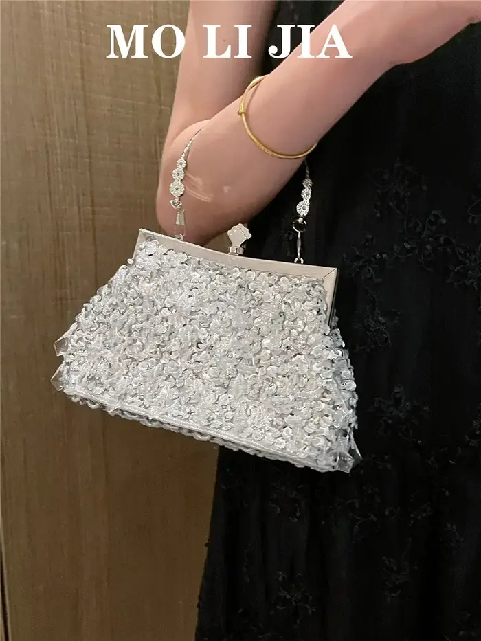 Vintage perles argent sac à main sac