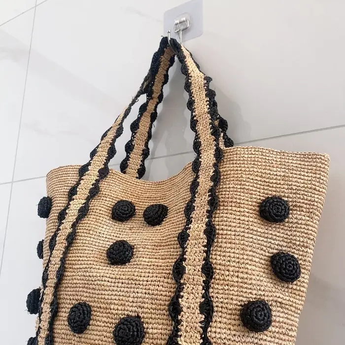 Sac fourre-tout en raphia fait main pour femme