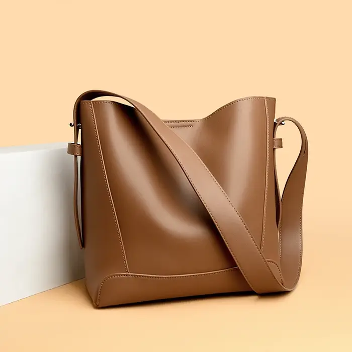 Sac à bandoulière pour femme en cuir véritable marron