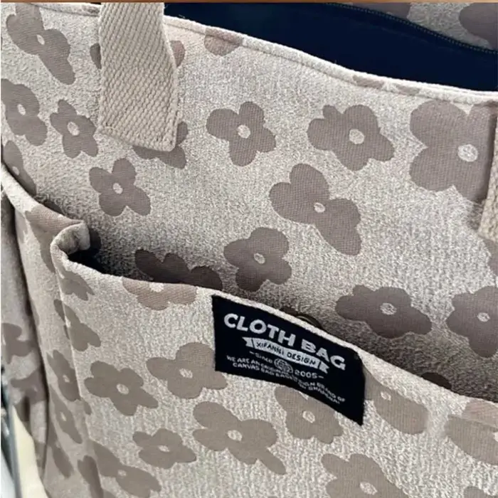 Sac fourre-tout en toile multifonctionnel à motif floral 3D