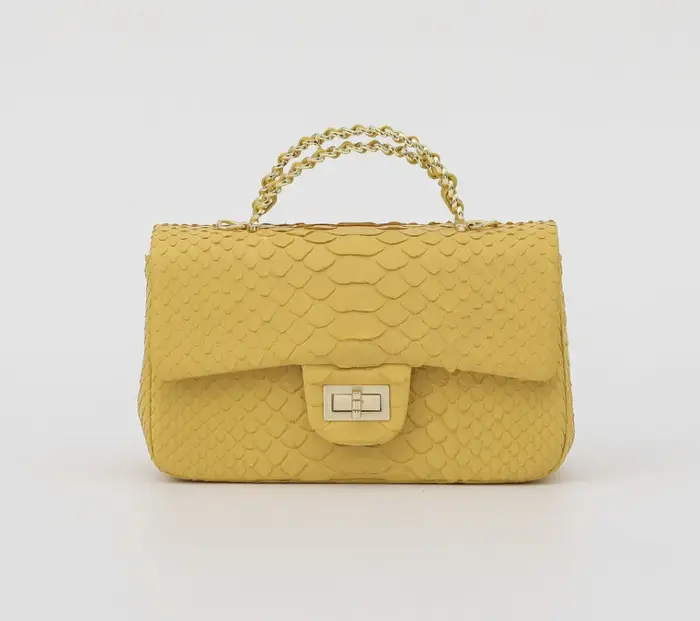 Sac à bandoulière en cuir de python véritable pour femmes