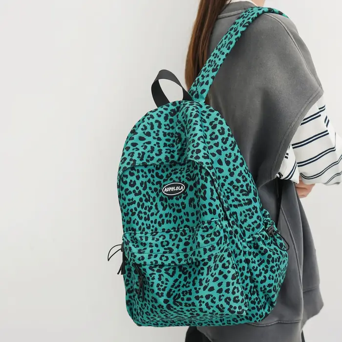 Matériel en daim imprimé léopard femme sac à dos école livre sacs pour adolescentes
