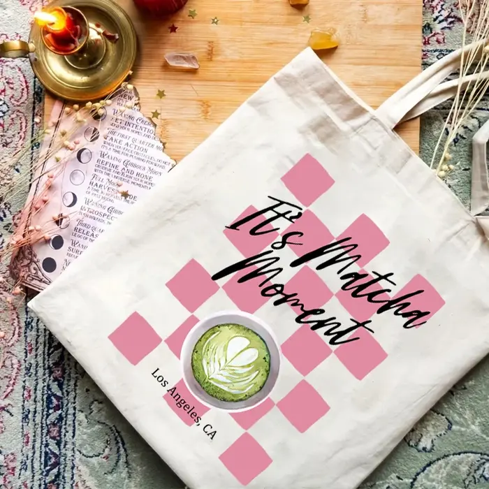 Sac fourre-tout en toile à motif Matcha Latte