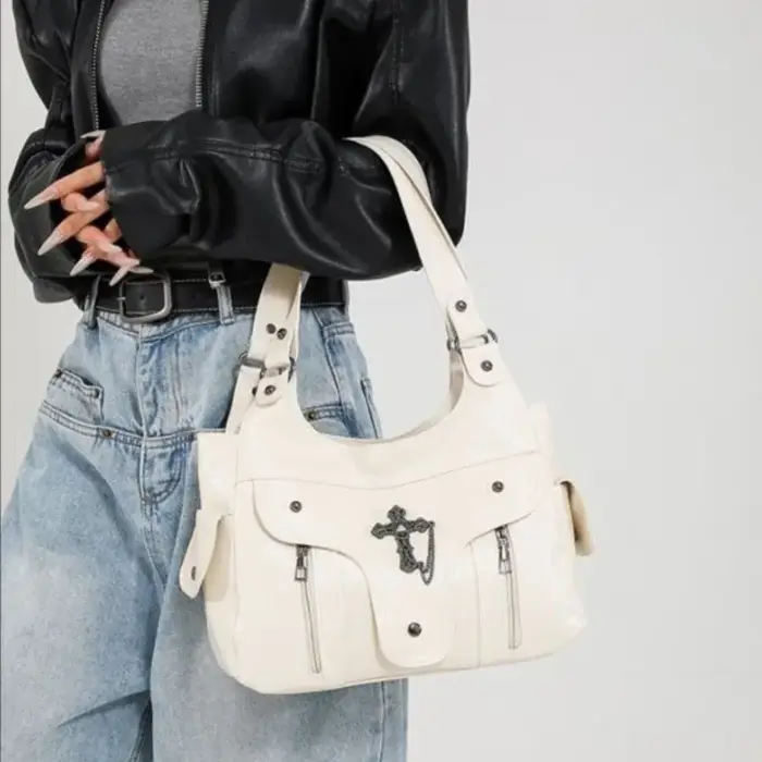 Sac fourre-tout rétro croisé pour femmes