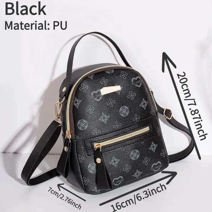 Sac à dos Mini Femme Cuir PU Imprimé Élégant Multifonction Léger Sac à Bandoulière pour Sortie Quotidienne Voyage