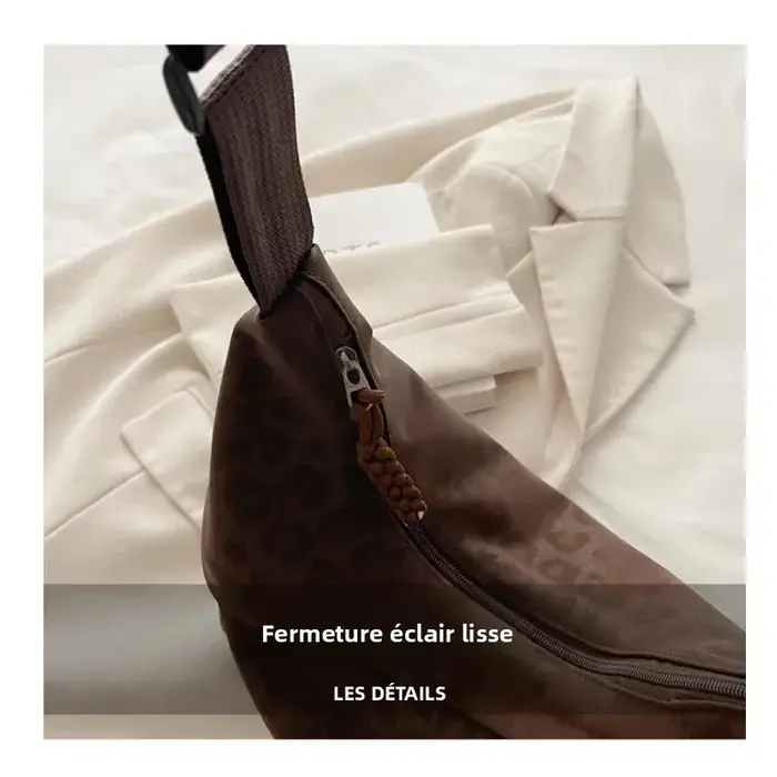 Sac à bandoulière en daim imprimé léopard pour femme 2026 – Grande capacité