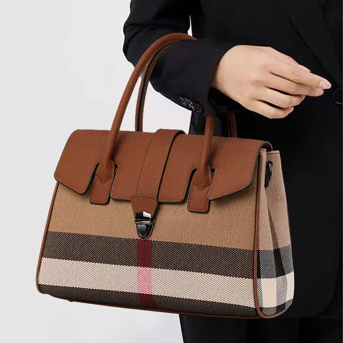 Aidrani-Sac à main en cuir à carreaux de style atmosphérique haut de gamme pour femme, grande capaci