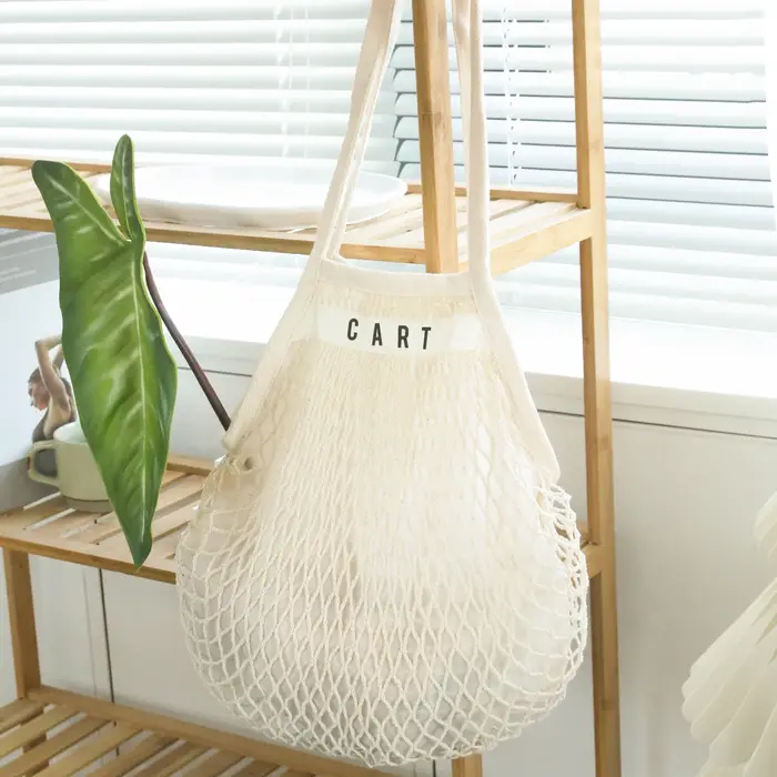 Sac en coton biologique en maille avec nom personnalisé, 1 pièce, avec longue poignée, sac de plage
