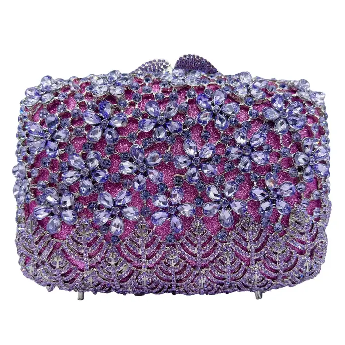 Sac en pierre nouveau lilas incrusté de diamants sac de dîner banquet fête mariage diamant femmes sac