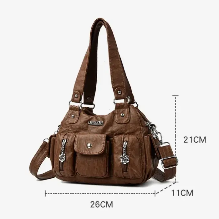 Sac à main rétro en cuir de grande capacité pour femmes