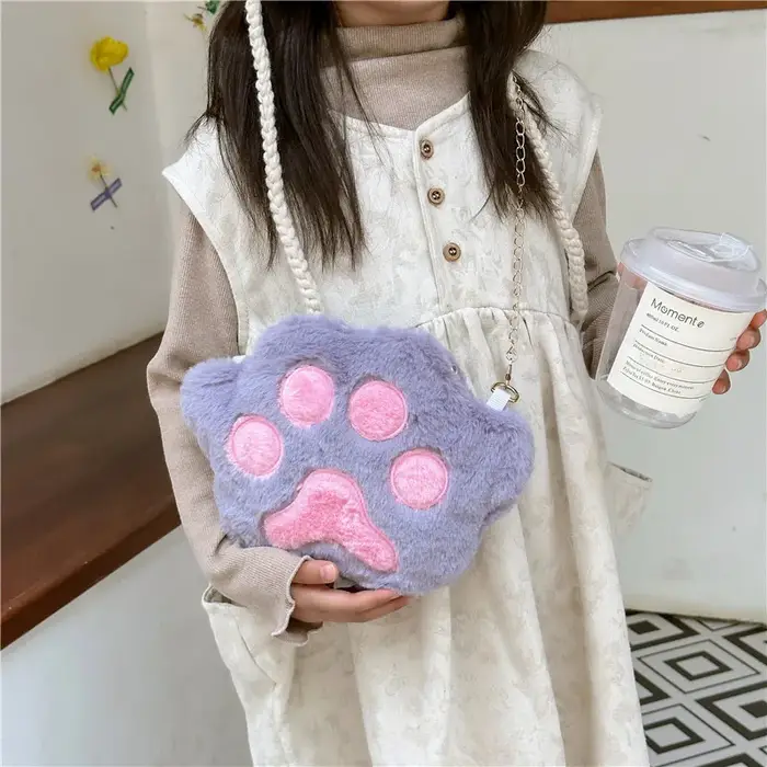 Sac à bandoulière en peluche pour fille
