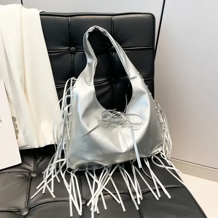 Mode gland sac à bandoulière femmes argent noir sac en cuir souple grande capacité sous les bras fourre-tout Hobo Shopper sac dame aisselle sac à main