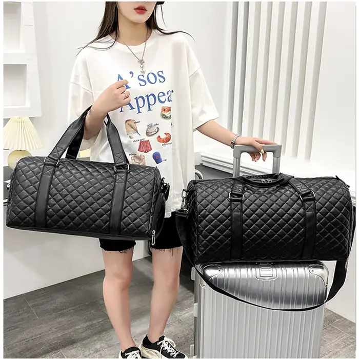 Sac à main en cuir PU pour femme, sac fourre-tout de sport, sacs de fitness, sac à bandoulière de voyage, chaussures de sport initiées, poche de week-end