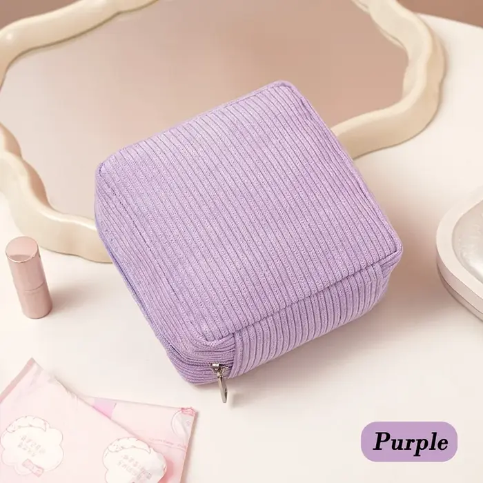 Sac de rangement pour serviettes hygiéniques 2026 en tissu peluche épais, pochette de rangement port