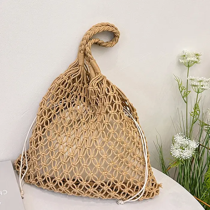 Sacs en Crochet pour femmes, fourre-tout de plage d'été, fourre-tout esthétique en raphia, sac à mai