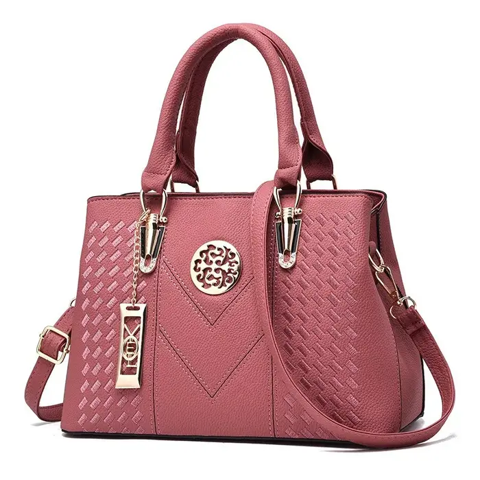 Sac fourre-tout en simili cuir gaufré à points en V pour femme