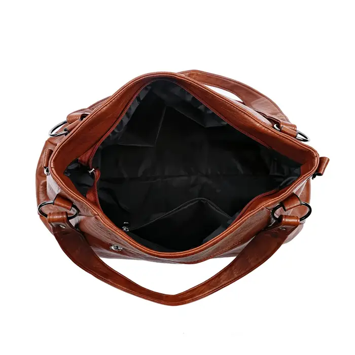 Sac à Main Simple en Cuir Souple de Grande Capacité pour Femme