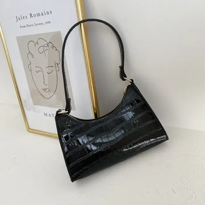 Sac à provisions rétro en cuir solide pour femme