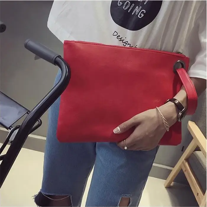 Vintage jour pochette pour femmes couleur unie Pu cuir sacs à main femme téléphone sac