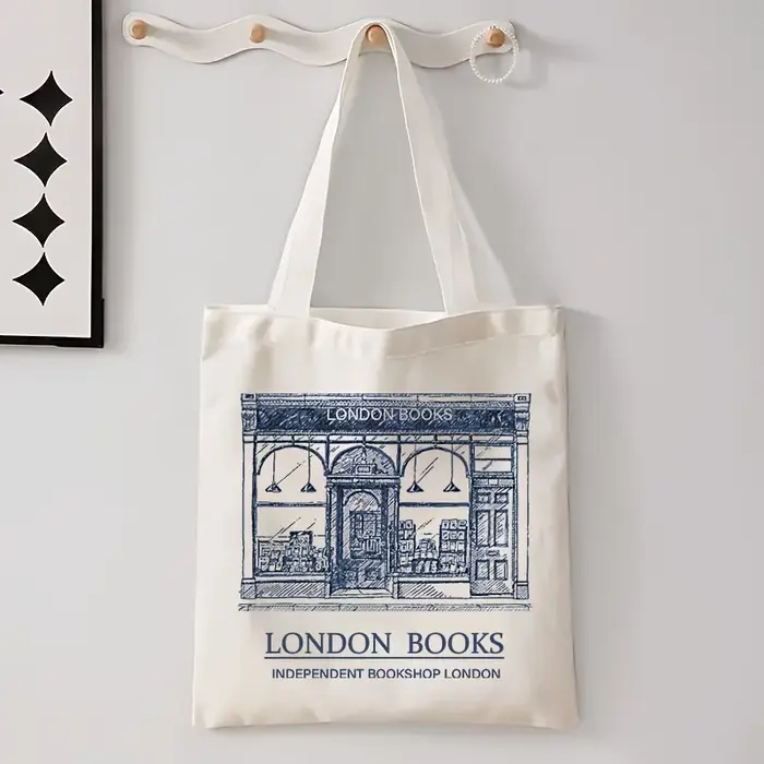 1 sac de courses « London Books », sac fourre-tout réutilisable pour les amateurs de livres, voyages
