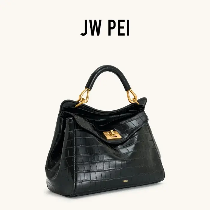 Sac à main JW PEI Lucia en cuir végétalien motif crocodile de luxe avec fermoir rotatif pour femme