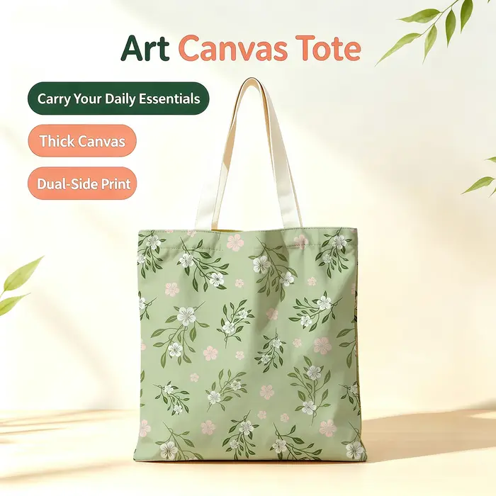 Sac fourre-tout vintage vert sauge à motifs floraux, imprimé double face, sac écologique pour l'écol