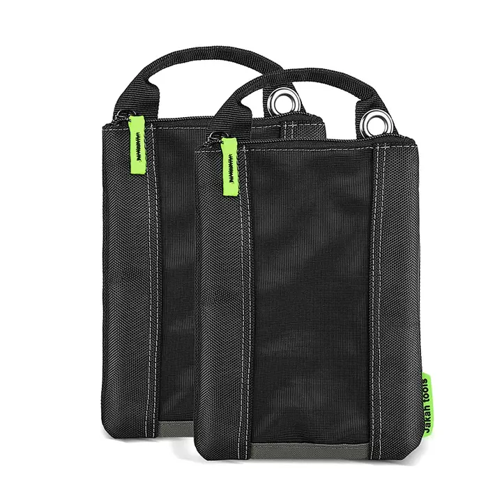 Jakah Lot de 2 pochettes à outils avec fermeture éclair, fenêtre en maille et œillets de suspension