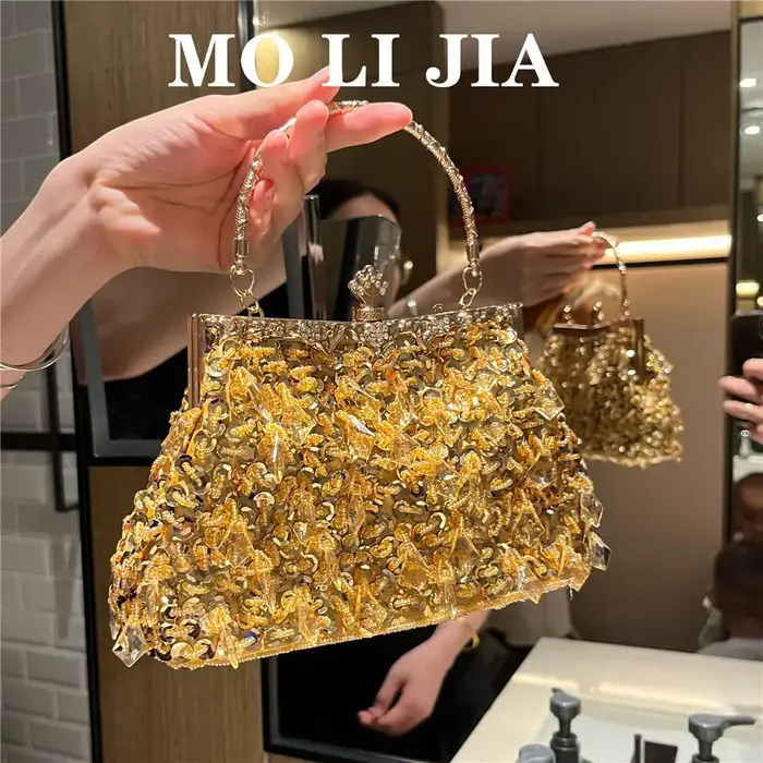 Vintage perles argent sac à main sac à main femmes 2025 nouvelle robe de soirée poignée dîner sac fe