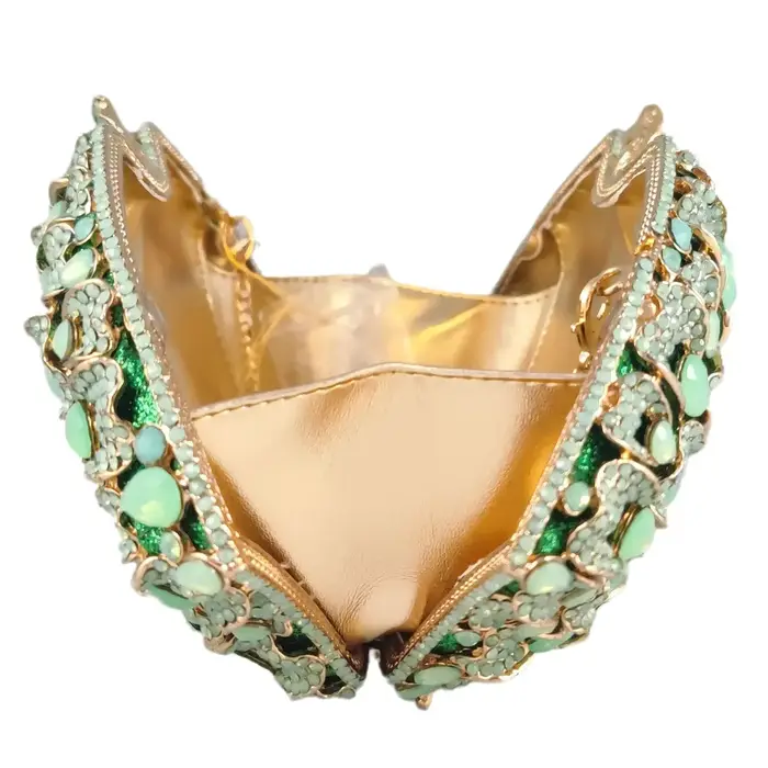 Boutique De FGG vert clair femmes cristal pochette soirée sacs à main De mariage strass sacs à main fête dîner Minaudiere sac