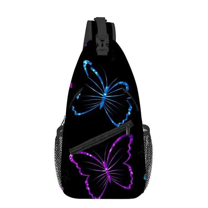 Petit sac de poitrine papillon violet pour hommes et femmes