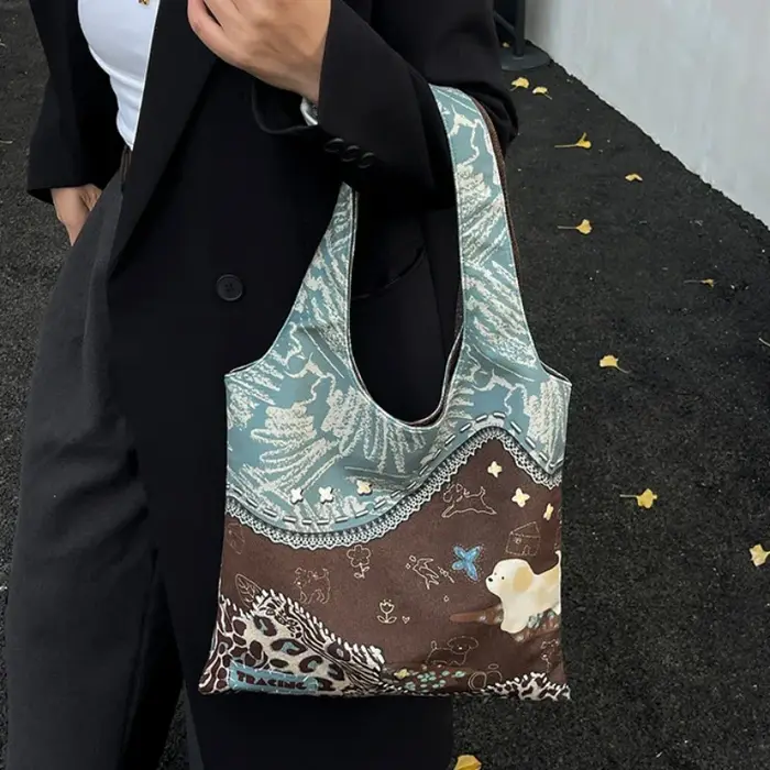 Sac fourre-tout rétro imprimé léopard