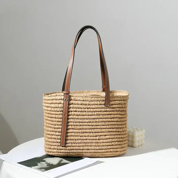 Sac à main en paille tissé pour femmes