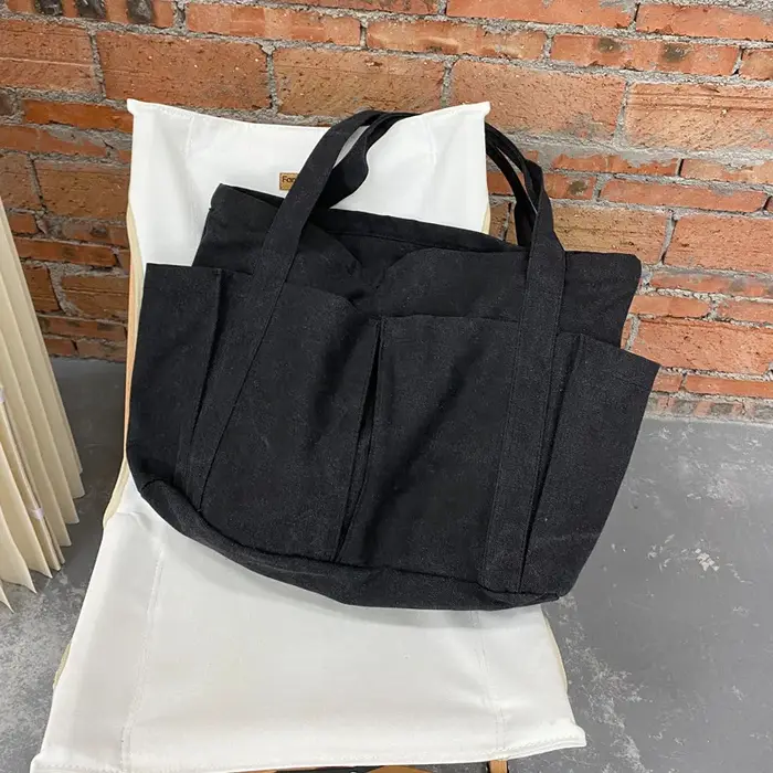 Sac fourre-tout en toile pour femme avec plusieurs poches