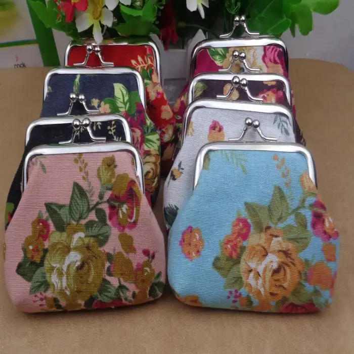 Mini porte-monnaie en toile imprimé Floral Rose