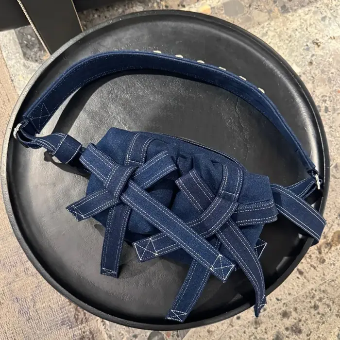 Perle Bow Sac à bandoulière Vintage Denim Sac Femme grande capacité Crossbady Bolsos Mujer japon coréen sacs