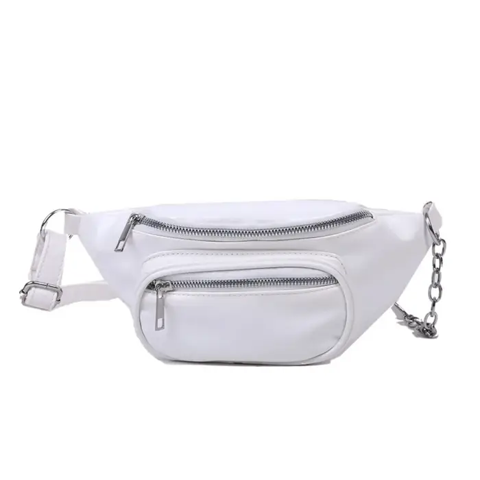 Sacs banane en PU, sac de poitrine en cuir PU de couleur unie pour femme