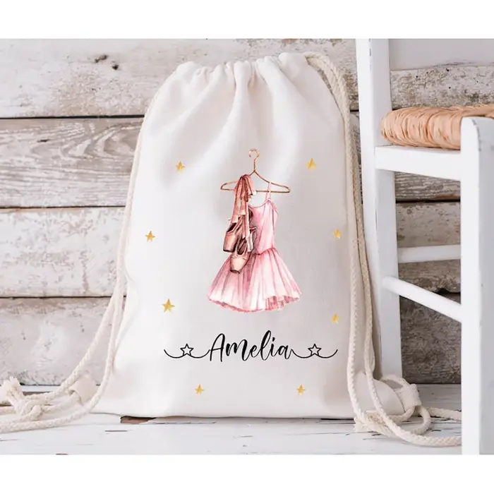 Sac de Ballet personnalisé ballerine cordon coton sacs de sport changement de vêtements maternelle retour à l'école filles sac de danse de robinet