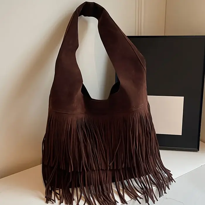 Sac fourre-tout à franges pour femme Perfect Lily avec fermeture et détails festonnés