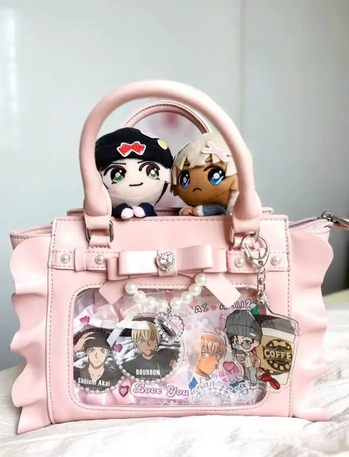 Harajuku carré rose Ita sac femmes nouveau japonais perle poignée sac de messager portefeuille femme doux mignon sacs à bandoulière esthétique